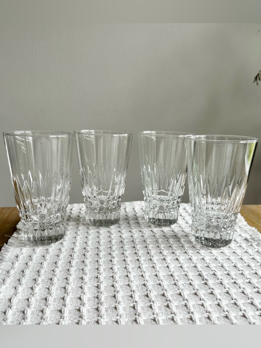 Clear Cut Crystal-Style Drinking Glasses - Set of 4